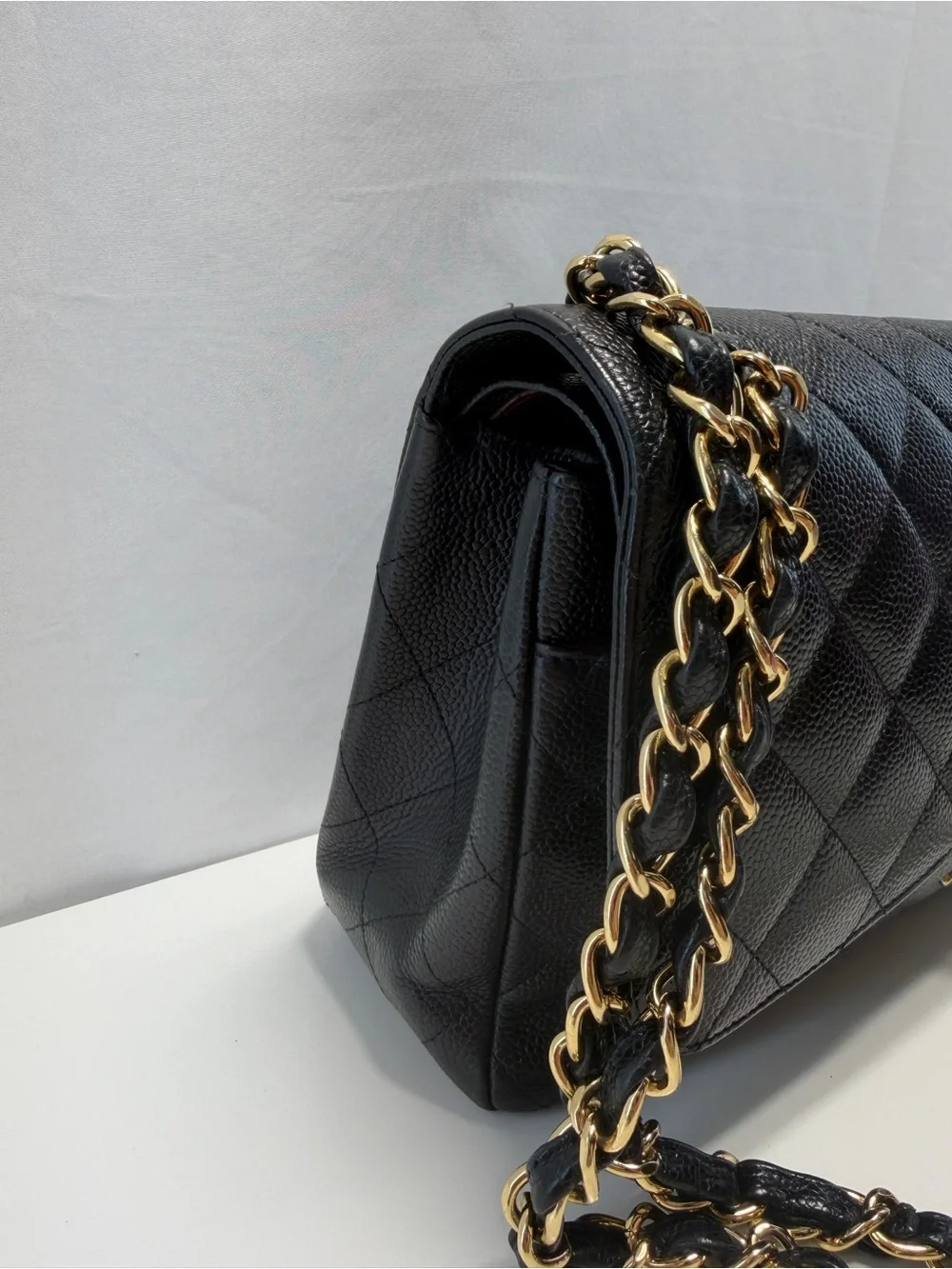 CHANEL Caviar Quilted Jumbo Single Flap Black